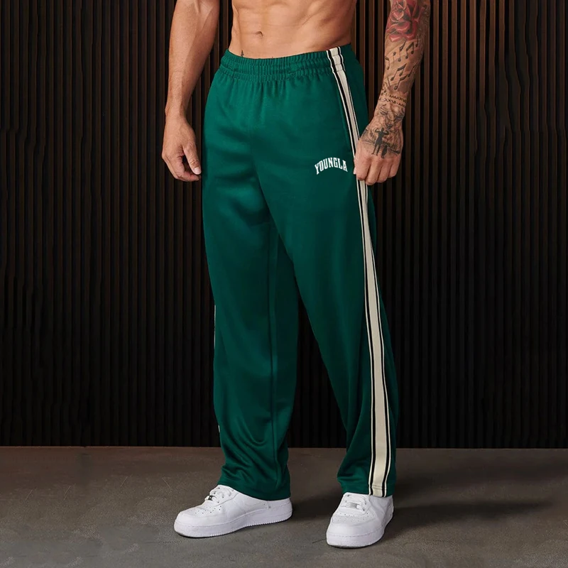

New Men's Sweatpants Jogger Gym Sports Fitness Mid Waist Pants Outdoor Running Basketball Training Ribbon splicing Casual Pants