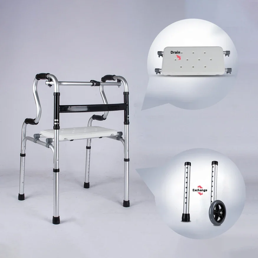

High Quality Aluminum Walker Rollator With Or Without Wheels Foldable Rollator Walker For Seniors