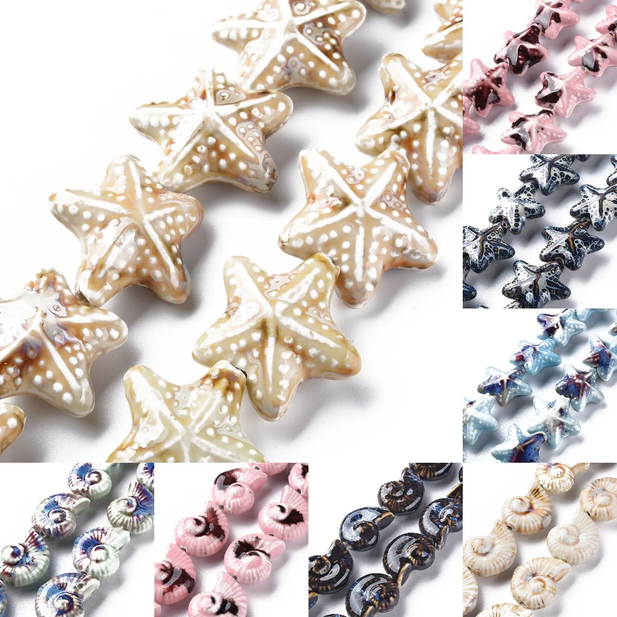 8~9Pcs Ocean Shell Star Porcelain Ceramic Beads Strand Colored Necklace Bracelet Earring Jewelry Beading DIY Making Supplies
8~9Pcs Ocean Shell Star Porcelain Ceramic Beads Strand Colored Necklace Bracelet Earring Jewelry Beading DIY Making Supplies