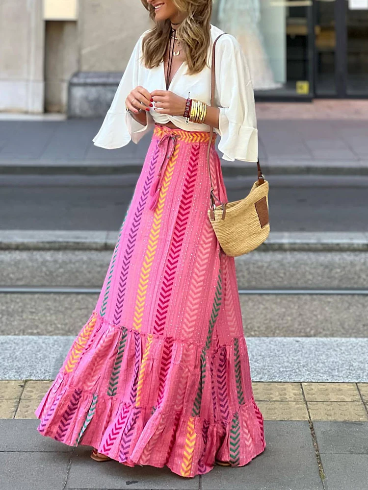 V Neck Slim Top And Skirt Set Two Piece Set Summer Elegant Women Holiday Skirt Outfit Femme Streetwear Long Skirts Matching Suit
V Neck Slim Top And Skirt Set Two Piece Set Summer Elegant Women Holiday Skirt Outfit Femme Streetwear Long Skirts Matching Suit