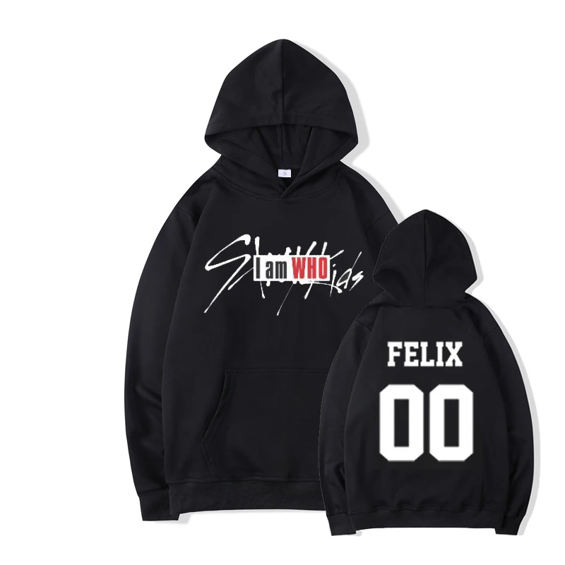 

Stray Kids I Am Who Hoodies Straykids JISUNG WOOJIN CHANGBIN FELIX Member Name Letter Print Hooded Sweatshirt Kpop SKZ Hoodie