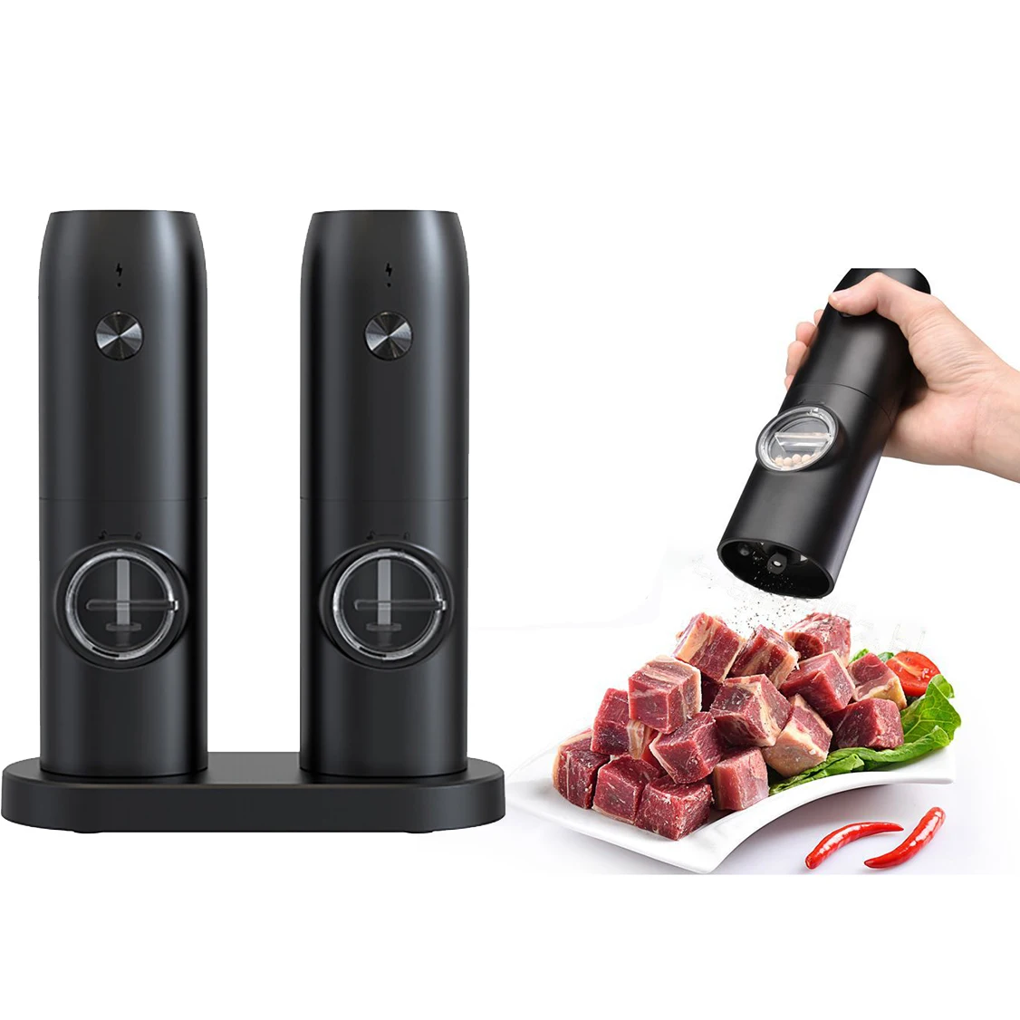 Wireless Electric Salt and Pepper Grinders Stainless Steel Herb Spice Mill Rechargeable Pepper Mill Adjustable Coarseness
Wireless Electric Salt and Pepper Grinders Stainless Steel Herb Spice Mill Rechargeable Pepper Mill Adjustable Coarseness