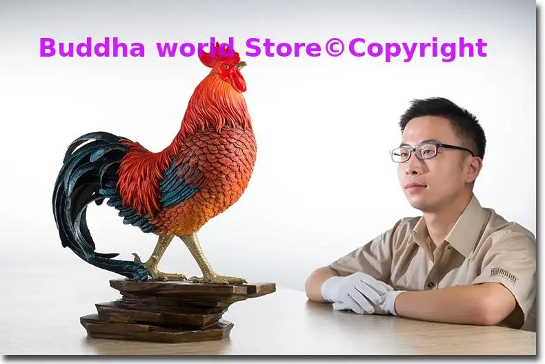 

51CM large Asia HOME Company SHOP color Copper TOP Christmas art Fortune COCK DA JI DA LI GOOD LUCK Mascot FENG SHUI statue