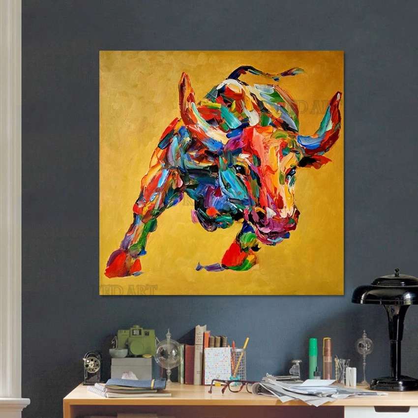 Hotel Hall Decor Bullfight Picture Abstract Pure Handmade Abstract Cartoon Animal Cattle Oil Painting Canvas Picture Wall Art
Hotel Hall Decor Bullfight Picture Abstract Pure Handmade Abstract Cartoon Animal Cattle Oil Painting Canvas Picture Wall Art