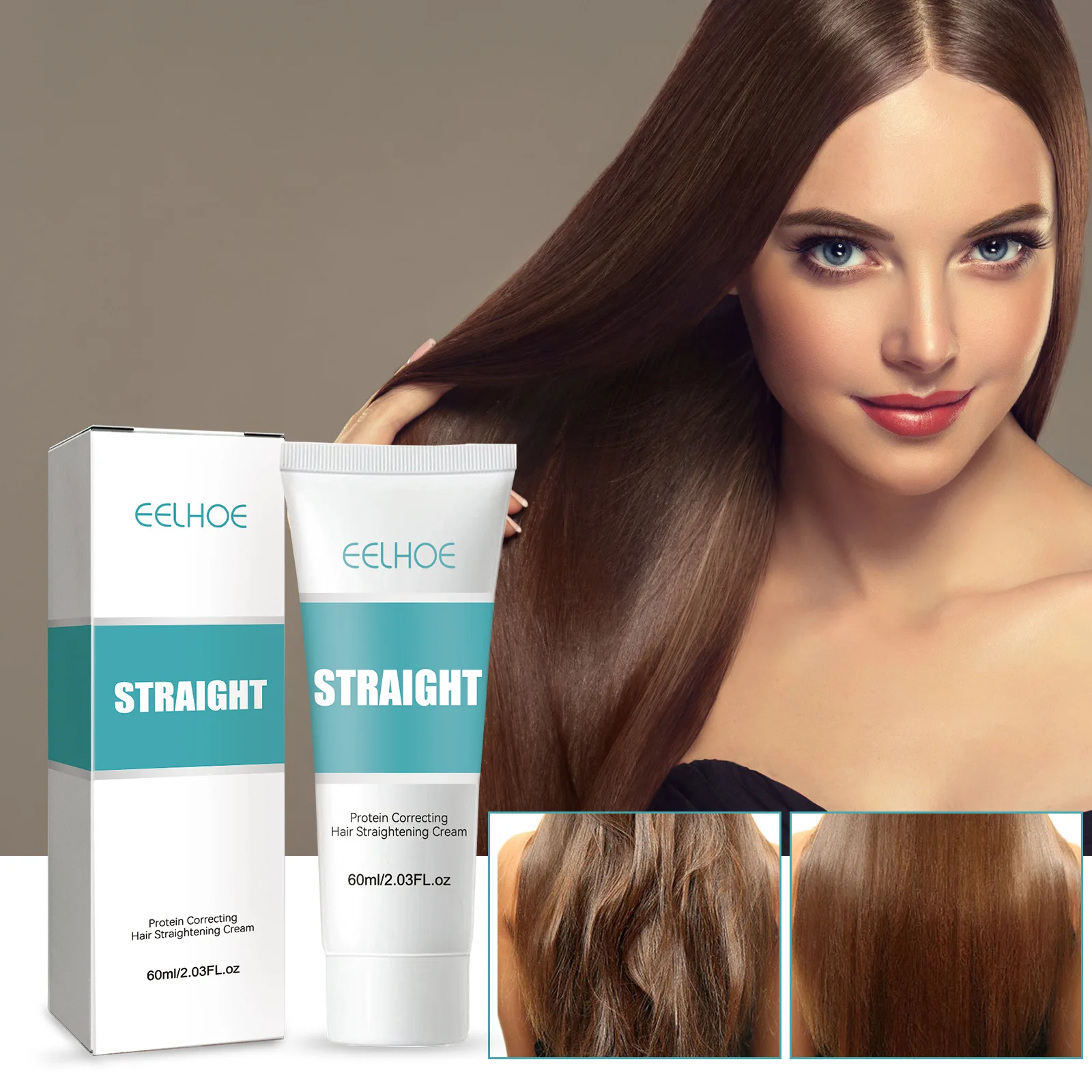 

Keratin Hair Straightening Cream Professional Damaged Treatment Faster Smoothing Curly Hair Care Protein Correction Cream 60ml