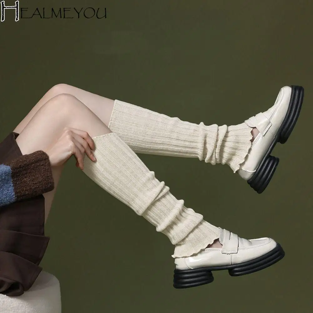 

Harajuku Jk Leg Warmers Fashion Japanese Style Solid Color Leg Socks Foot Cover Lolitas Knitted Leg Cover Ballet Guards Socks