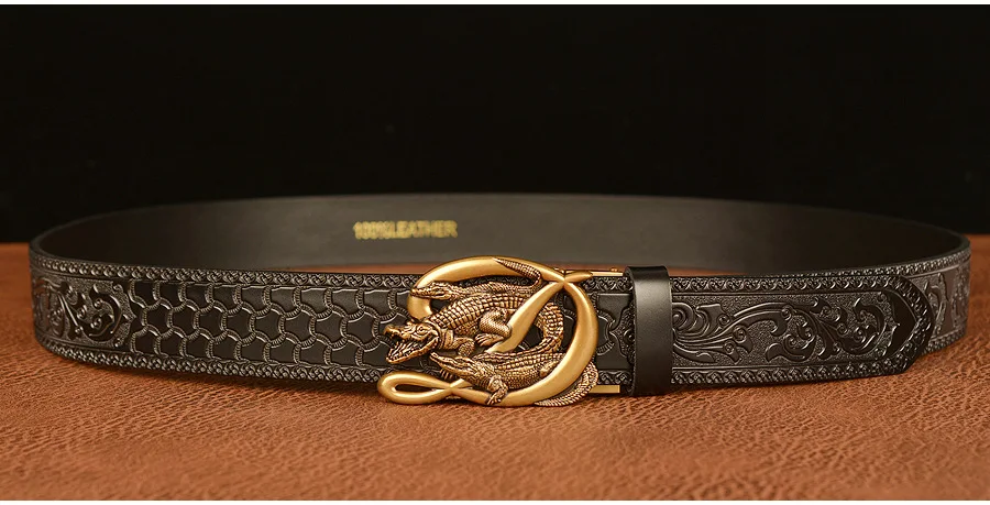 SupSindy Men Genuine Leather Belt Luxury Gold Crocodile Metal Automatic Buckle Cowhide Belts for Men Jeans Waistband Male Strap SupSindy Men Genuine Leather Belt Luxury Gold Crocodile Metal Automatic Buckle Cowhide Belts for Men Jeans Waistband Male Strap