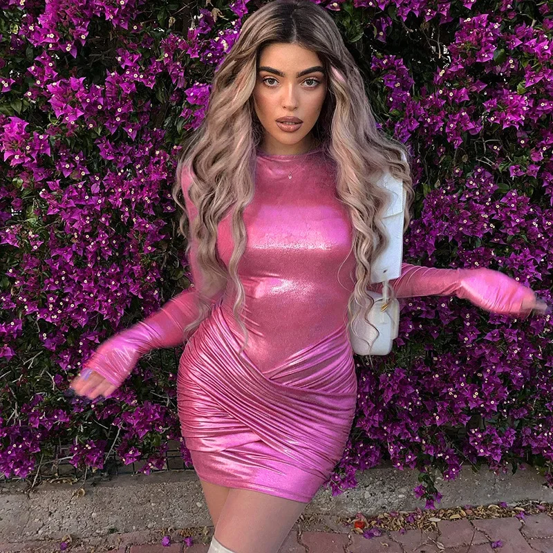 Elegant Gloss Cross Ruched Mini Dress for Women Sexy O Neck Long Sleeve Bodycon Night Club Party Dresses Hot Girls Clothes
Elegant Gloss Cross Ruched Mini Dress for Women Sexy O Neck Long Sleeve Bodycon Night Club Party Dresses Hot Girls Clothes