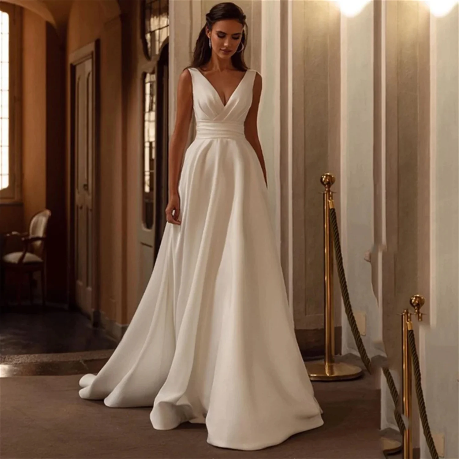 

V-neck Wedding Dress for Bride 2023 Wedding Dresses for Woman Plus Size Weeding Dress Women2023 Amanda Novias Women Brides Civil