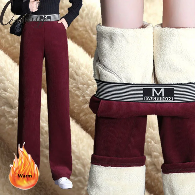 Thickened Warm Pantalones De Mujer Winter Corduroy Straight Baggy Wide Leg Pants Fashion Elastic High Waist Casual Trouser Women
Thickened Warm Pantalones De Mujer Winter Corduroy Straight Baggy Wide Leg Pants Fashion Elastic High Waist Casual Trouser Women