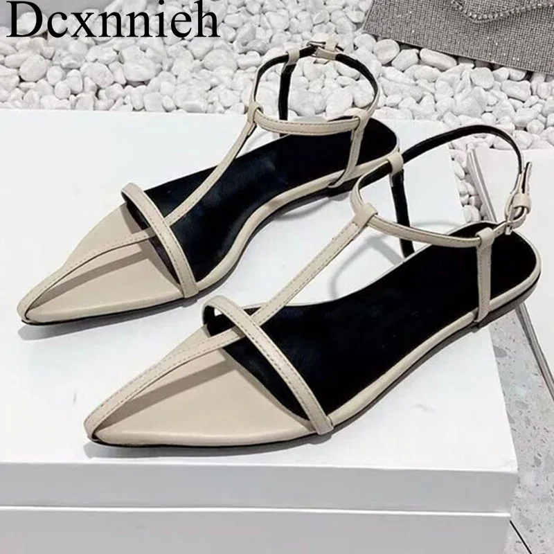 Women's Cross Band Design Ankle Sandalias Pointed Toe Genuine Leather Flat Bottom Sandals Summer Outdomer Vacation Beach Shoes
Women's Cross Band Design Ankle Sandalias Pointed Toe Genuine Leather Flat Bottom Sandals Summer Outdomer Vacation Beach Shoes