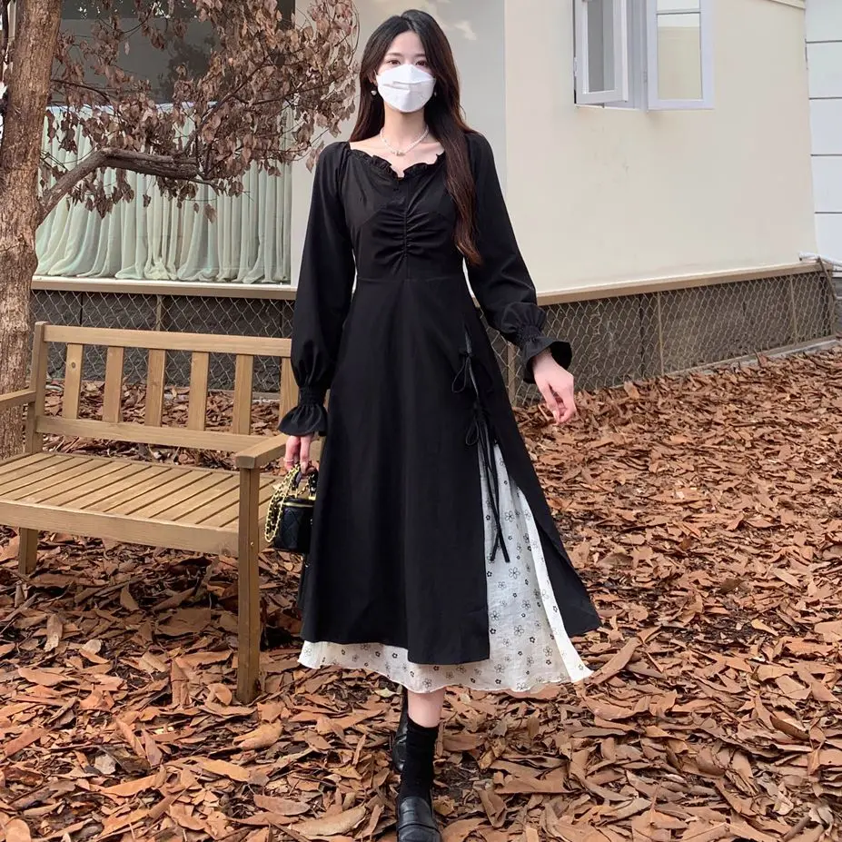 2023 New Autumn Women Floral Patchwork Dress Long With Thin And Tall Temperament Free Shipping
2023 New Autumn Women Floral Patchwork Dress Long With Thin And Tall Temperament Free Shipping