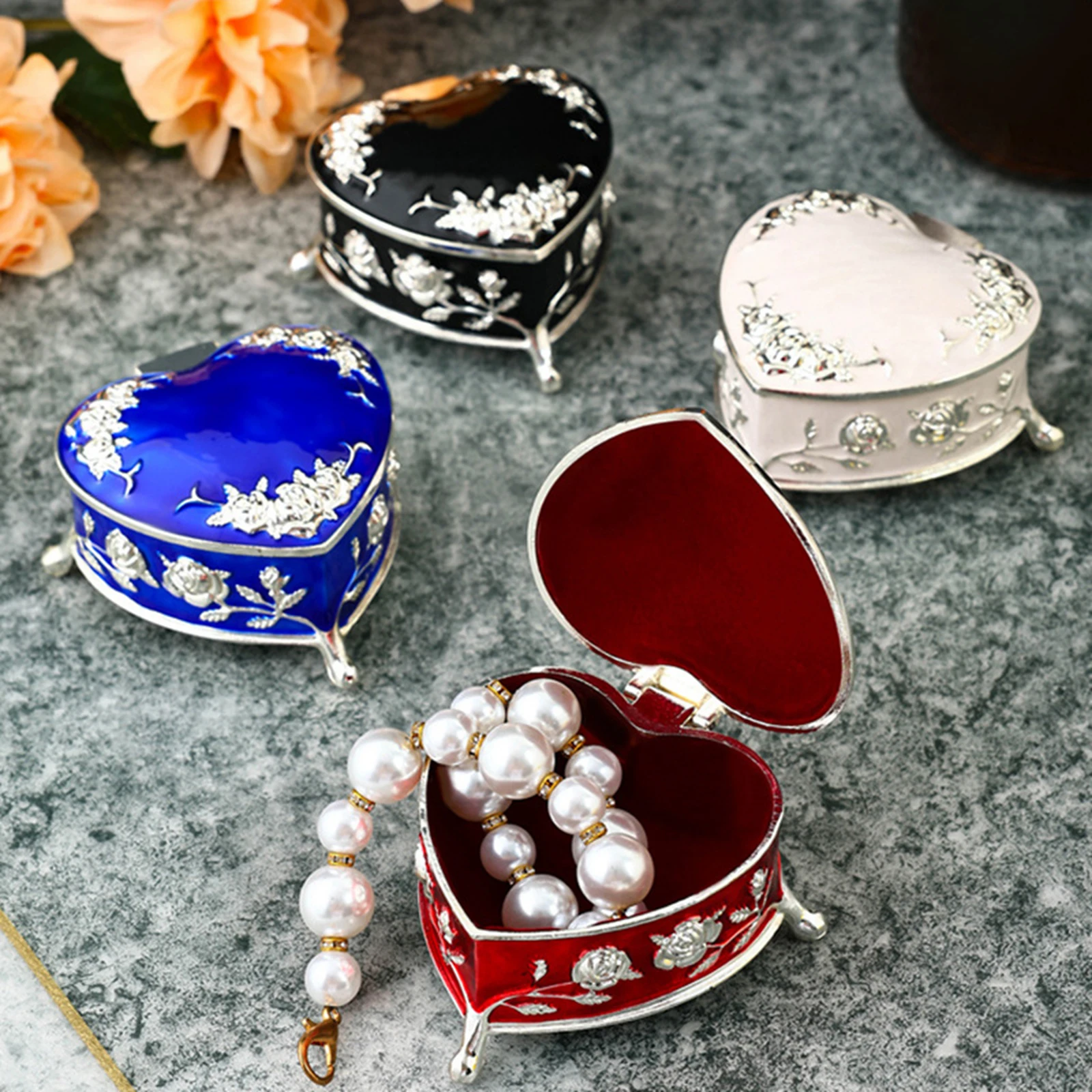 

Шкатулка для украшений в форме сердца, декоративный органайзер для хранения ожерелий, колец, серег, мужчин и женщин, Свадебная подарочная коробка для дня рождения