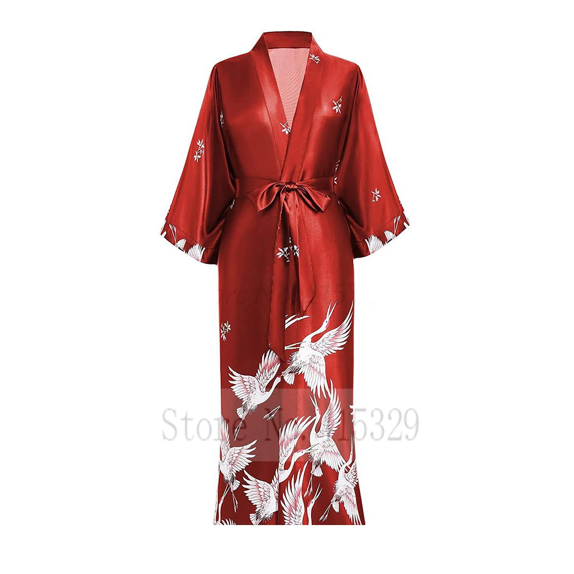 

Long Kimono Robe Wedding Party Gift Longewear Bride Bridesmaid Bathrobe Gown Women Print CRANE Nightgown Intimate Lingerie