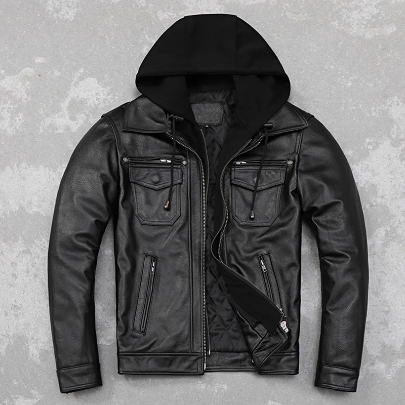 2023 Autumn Winter Men New Fashion Genuine Leather Jackets Male Motorcycle Hooded Overcoats Men Real Cow Leather Coats F458
2023 Autumn Winter Men New Fashion Genuine Leather Jackets Male Motorcycle Hooded Overcoats Men Real Cow Leather Coats F458