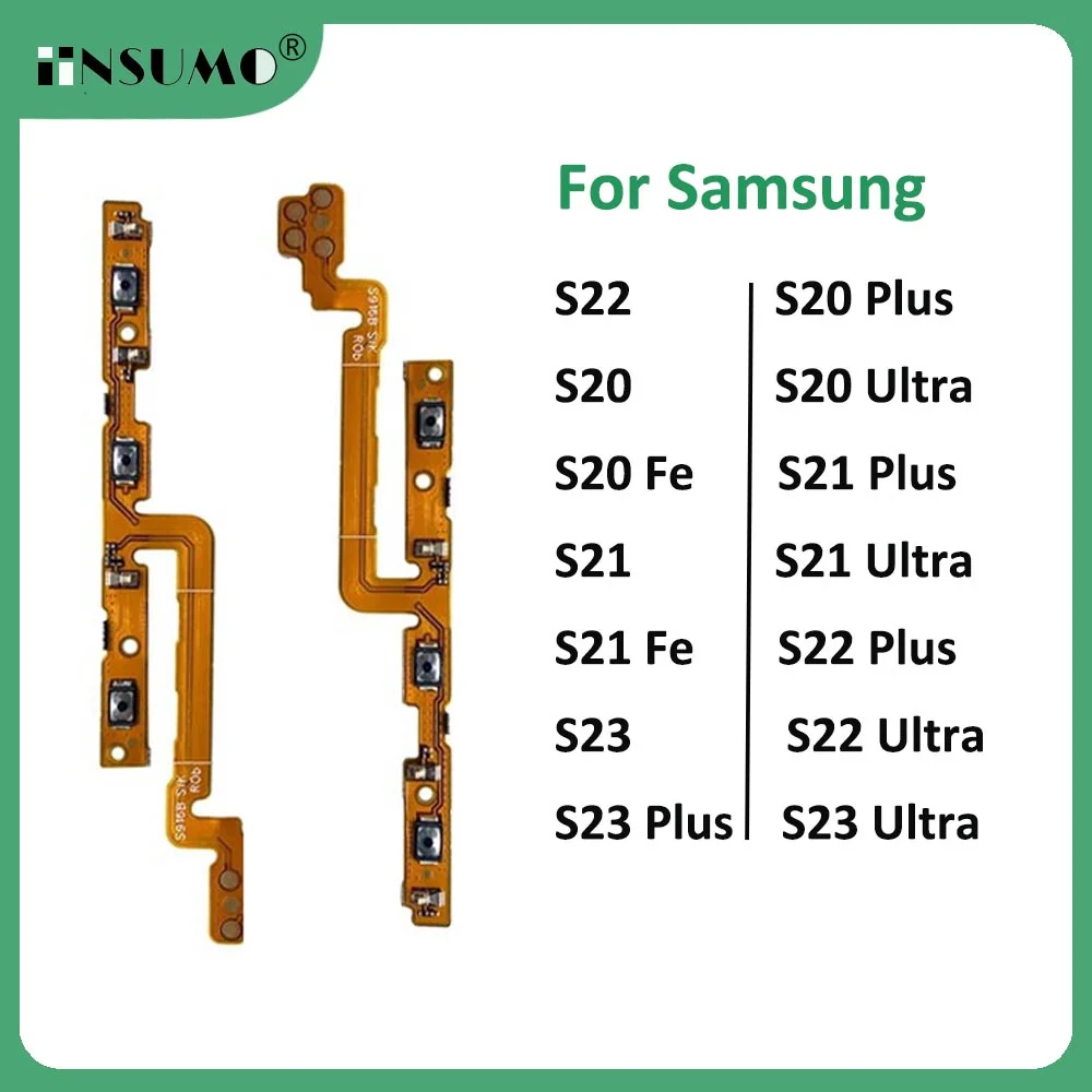 

iinsumo For Samsung S20 S21 S22 S23 Plus Ultra Fe Power On Off Volume Side Button Key Flex Cable Replacement Parts
