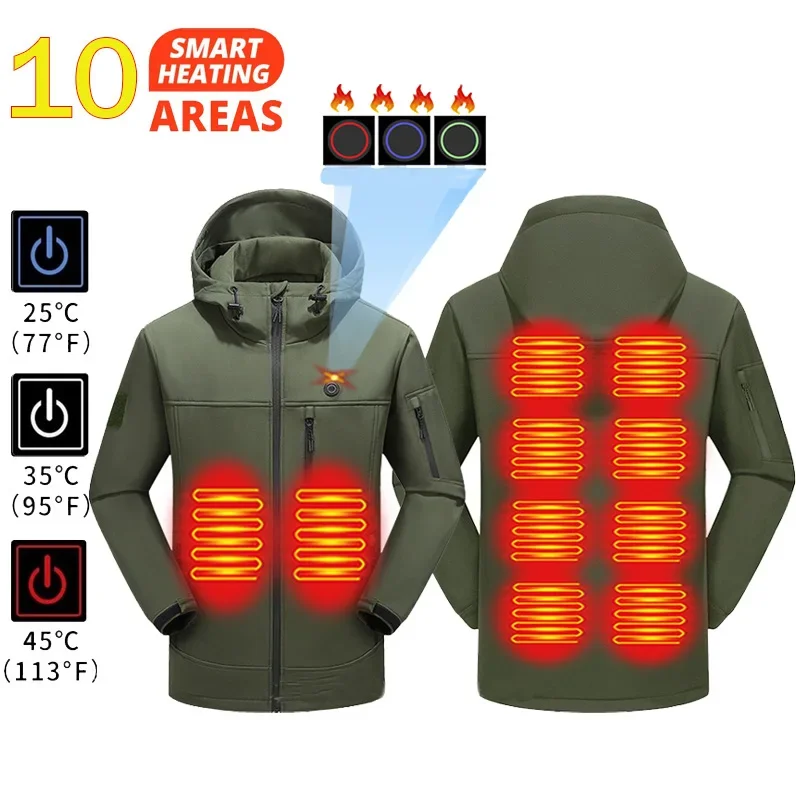 

Winter Vest Motorcycle Heated 10 Electric Jacket Moto USB Women's Clothing Thermal Areas Men Heating Coat