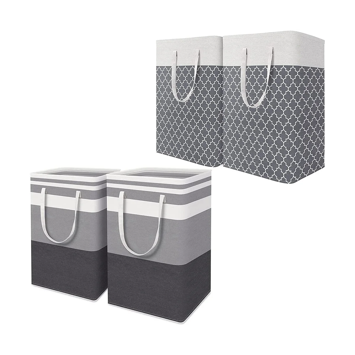4-Pack 75L Laundry Hamper, Collapsible Tall Clothes Hamper with Extended Handles
4-Pack 75L Laundry Hamper, Collapsible Tall Clothes Hamper with Extended Handles