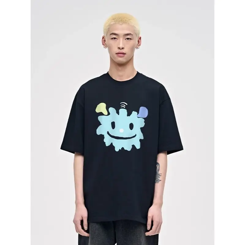 American 2024 new style printed cute smiling face pattern couple short-sleeved summer men t-shirt loose casual college style top
American 2024 new style printed cute smiling face pattern couple short-sleeved summer men t-shirt loose casual college style top