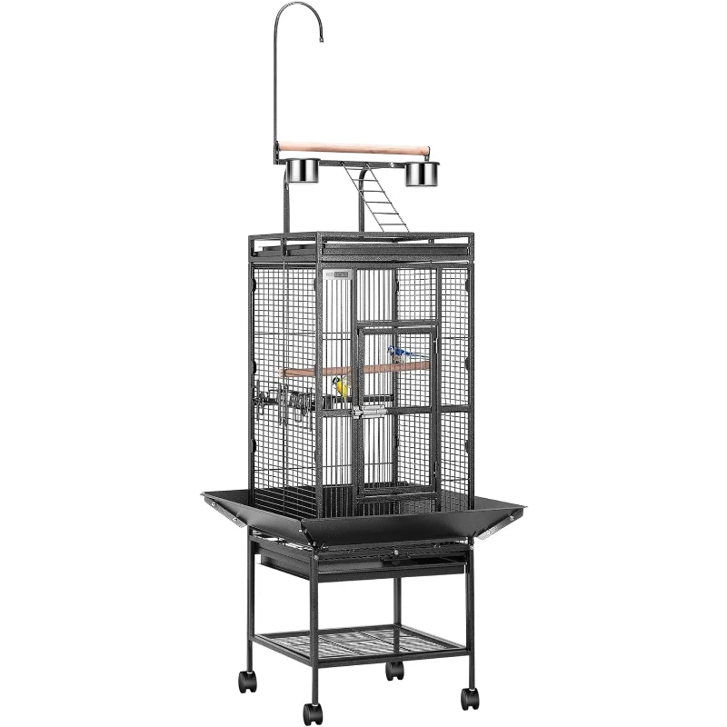 72 Inch Wrought Iron Large Bird Cage with Play Top and Stand for Parrots Lovebird Cockatiel Parakeets
72 Inch Wrought Iron Large Bird Cage with Play Top and Stand for Parrots Lovebird Cockatiel Parakeets