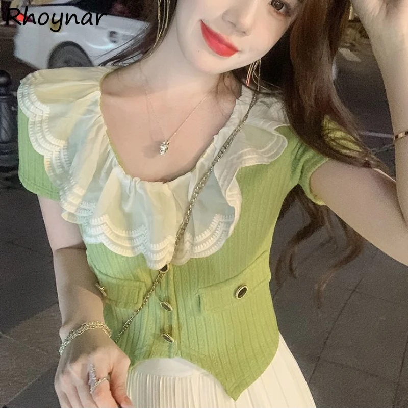 Cropped Pullovers Women Ruffles Design Sweet Elegant New Thin Slim All-match Fashion Leisure Korean Style Tender Street Wear Ins
Cropped Pullovers Women Ruffles Design Sweet Elegant New Thin Slim All-match Fashion Leisure Korean Style Tender Street Wear Ins