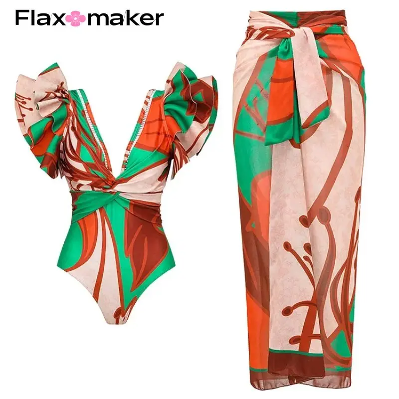 Слитный купальник и юбка Flaxmaker с V-образным вырезом и принтом рюшами, распродажа
Слитный купальник и юбка Flaxmaker с V-образным вырезом и принтом рюшами, распродажа