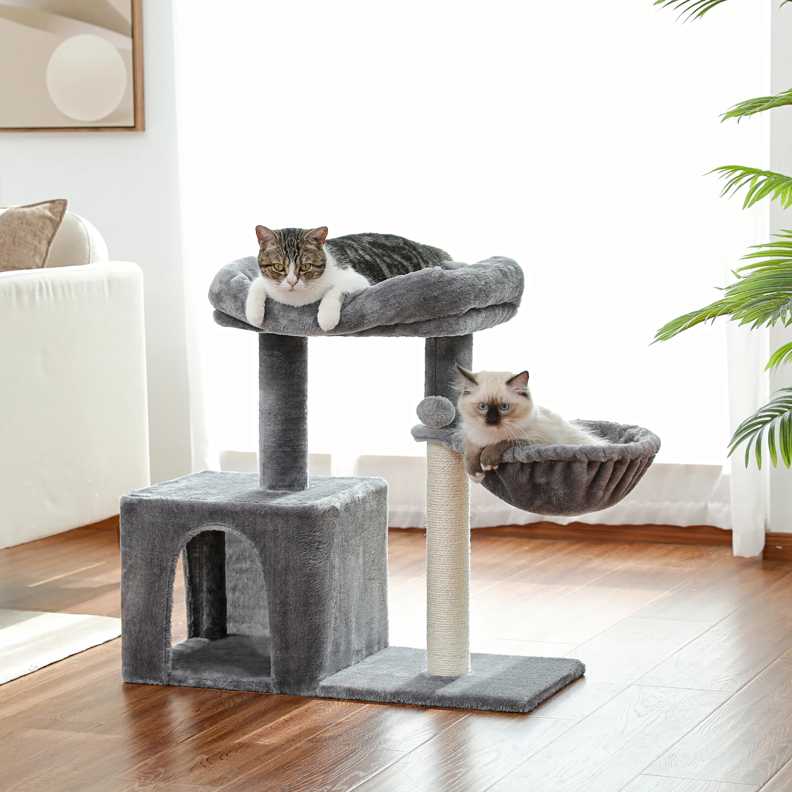 

Cat Tree Kitten Cat Tower Cat Condo for Indoor Cats with Sisal Covered Scratching Post, Deep Hammock for Kittens and Small Cats