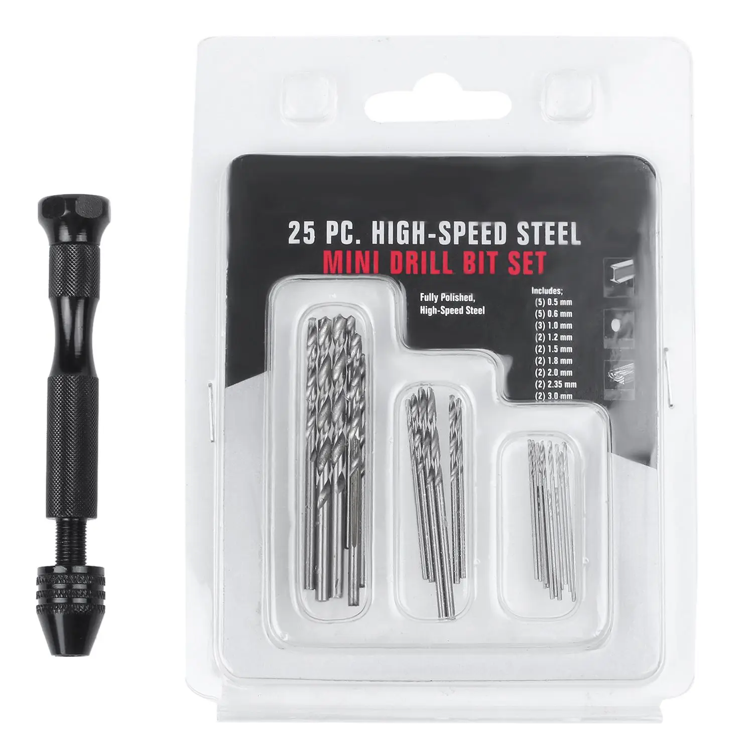 

Hand Twist Drill Bits Set,DIY Precision Pin Vise Model Mini Hand Spiral Drill with 25pcs 0.3mm to 3.0mm Micro-Drill Bits (Black)