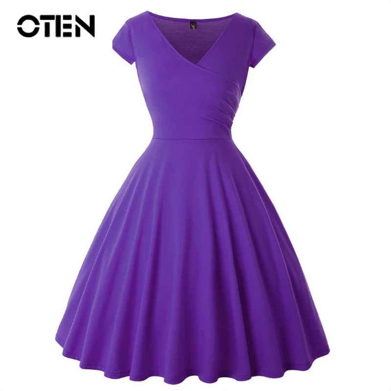 OTEN Sexy Plus size dresses for women 4xl 5xl fashion 2018 solid color V-Neck Cap Sleeve Casual vestidos Swing Knee-Length dress
OTEN Sexy Plus size dresses for women 4xl 5xl fashion 2018 solid color V-Neck Cap Sleeve Casual vestidos Swing Knee-Length dress