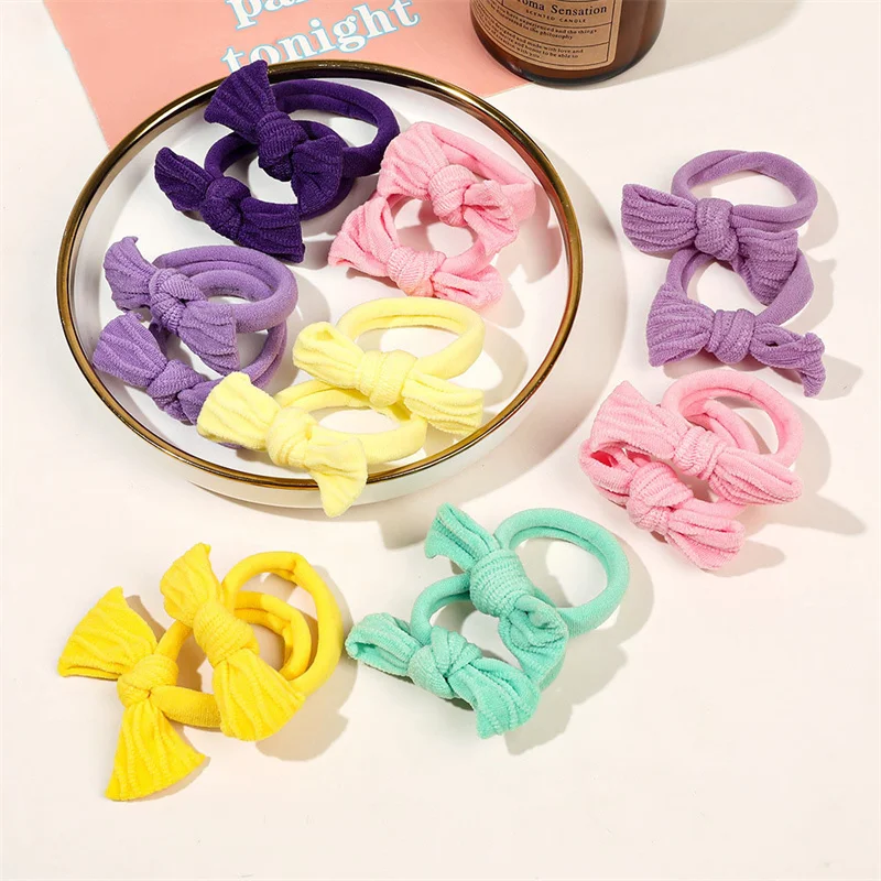 

10Pcs/Set Cute Bow Elastic Hair Bands for Children Candy Color Hair Tie Rope Rubber Band Sweet Scrunchie Kids Hair Accessories