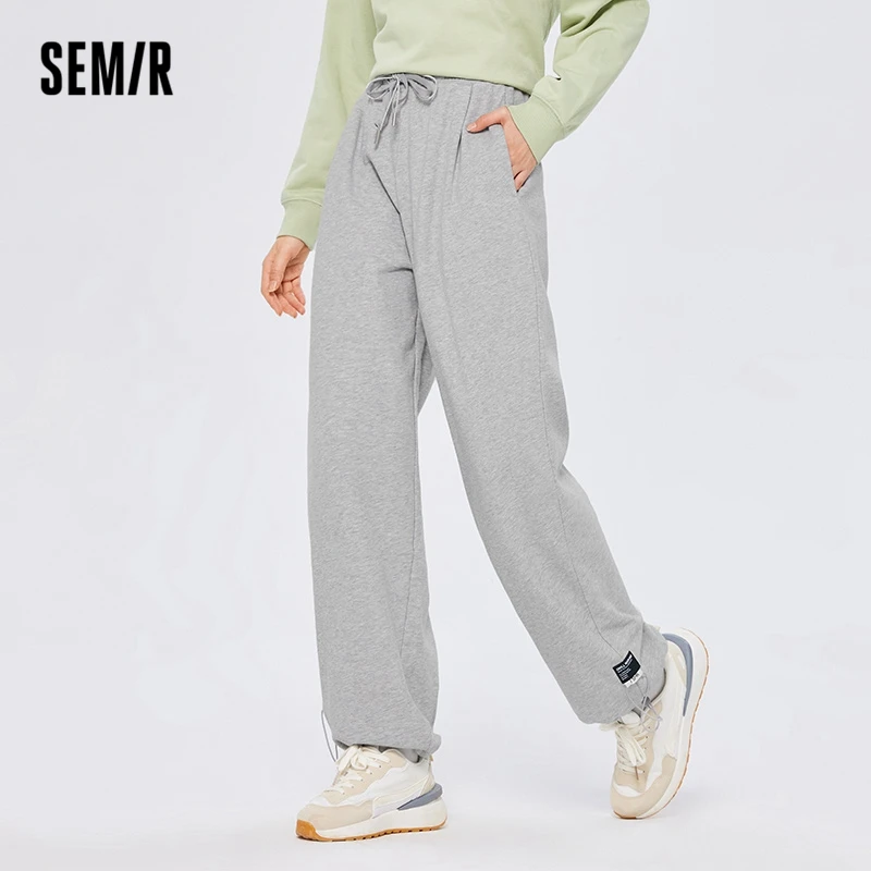 

Semir Women Pants Casual Pants Autumn New Alphabet Drawstring Sweatpants Hsome Style Wide-leg Pants Ins Trendy