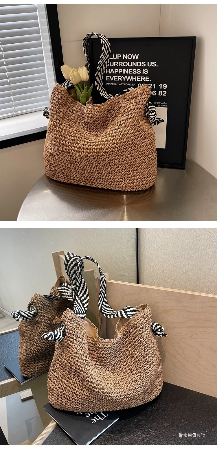 Large Woven Straw Beach Bag - Spacious Summer Travel Shoulder Tote 11 S62ebf871d485459aad5d274dcf8edab3Z