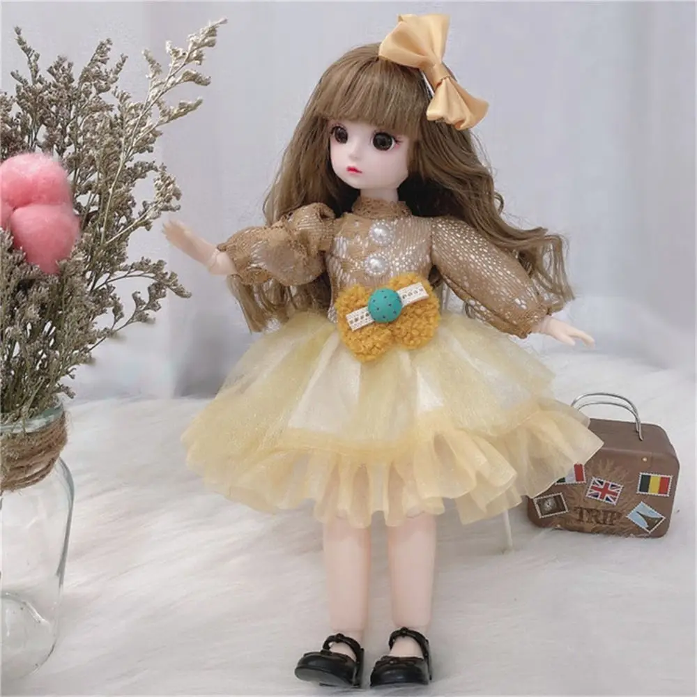 

12 Moveable Joints 30cm Bjd Doll Dress Up with Clothes Shoes Doll Girl Toy 3D Doll Brown Eyes Girl's Dress Dolls Kids Toys