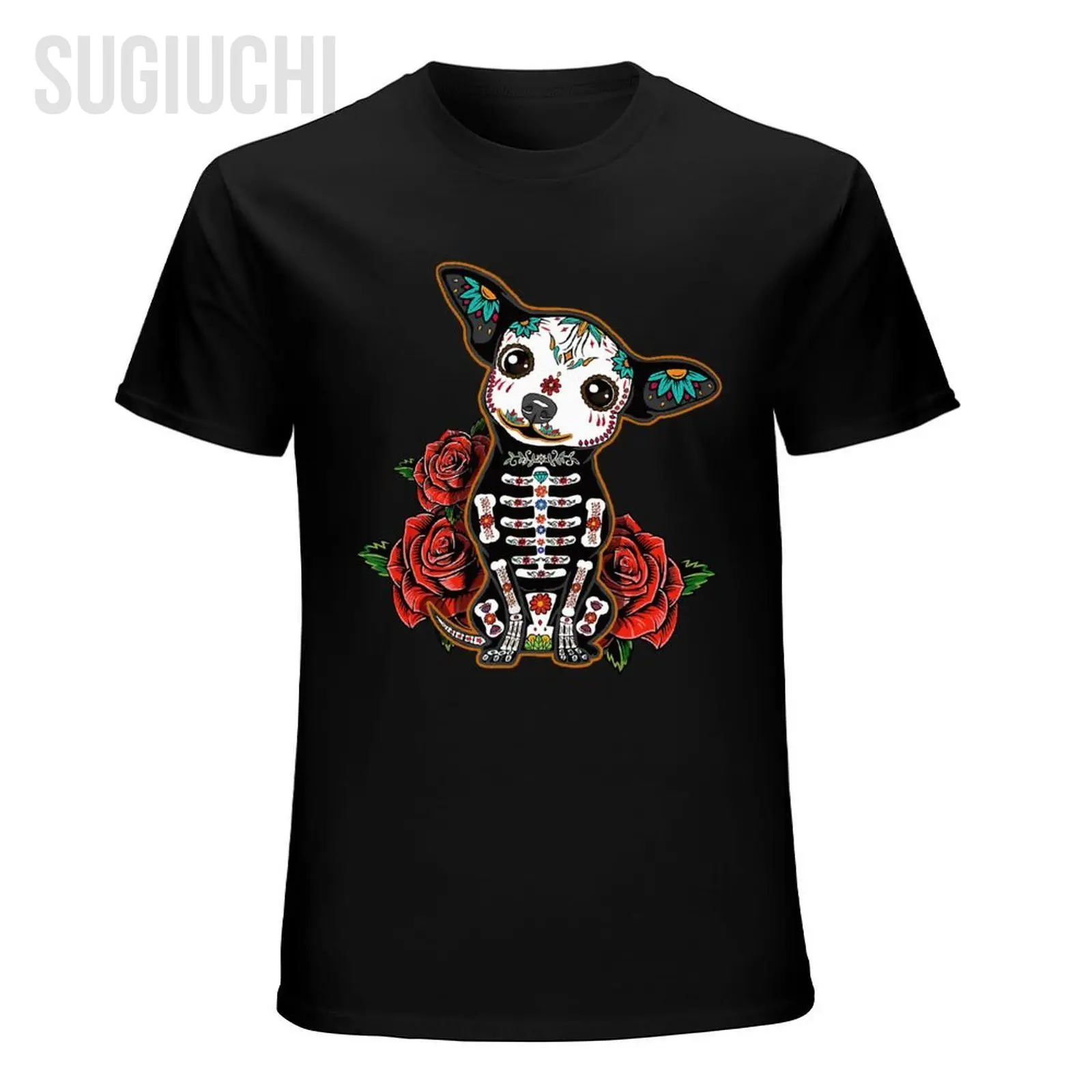 

Unisex Men Chihuahua Dia De Los Muertos Day Of The Dead Dog Sugar Skull Tshirt Tees T Shirts Women Boys 100% Cotton T-Shirt