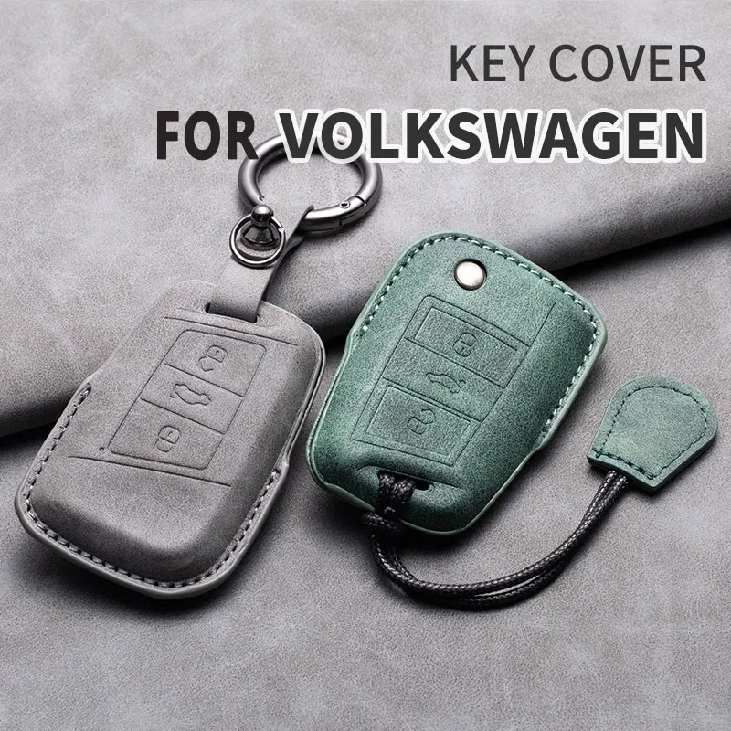 

Car Key Case Cover Fob For VW Volkswagen Golf 7 MK7 Tiguan MK2 For Ateca Leon FR Ibiza Skoda Octavia Kodiaq Leather Keychain