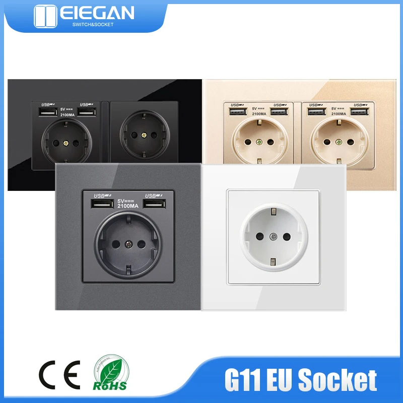 G11 EU Standard Wall Power Socket Embedded Bedroom Glass Panel Protection Against Electric Shock AC 110-220V USB Charger Socket
G11 EU Standard Wall Power Socket Embedded Bedroom Glass Panel Protection Against Electric Shock AC 110-220V USB Charger Socket