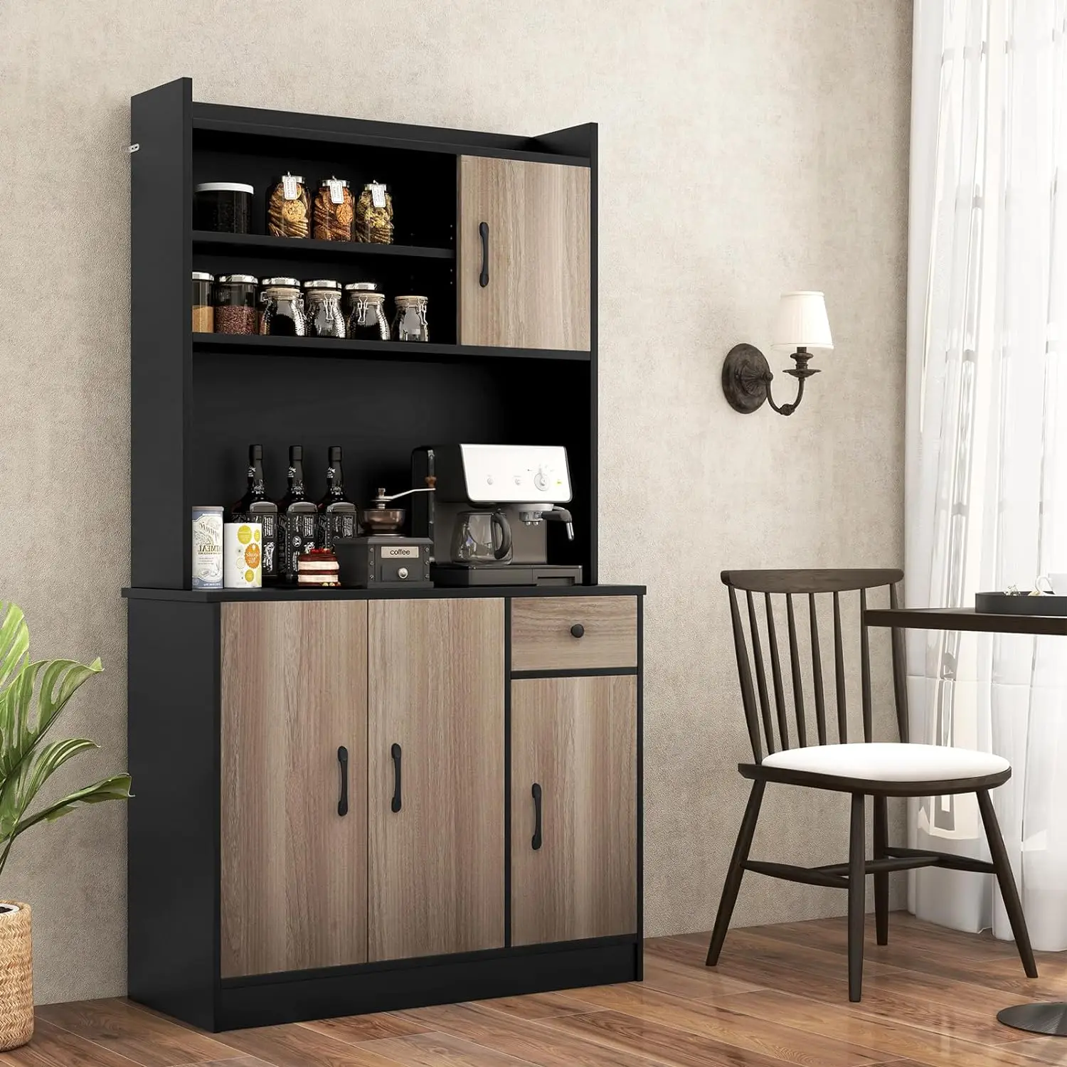 Kitchen Pantry Storage Cabinet, 71" Freestanding Tall Hutch Cabinet with Charging Station, Microwave Stand, Adjustable Shelves
Kitchen Pantry Storage Cabinet, 71" Freestanding Tall Hutch Cabinet with Charging Station, Microwave Stand, Adjustable Shelves