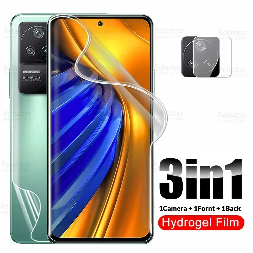 

3in1 Front Back Soft Film Camera Glass For Xiaomi Poco F4 5G Hydrogel Film PocoF4 Poko Pocco Little F 4 4F 2022 Screen Protector