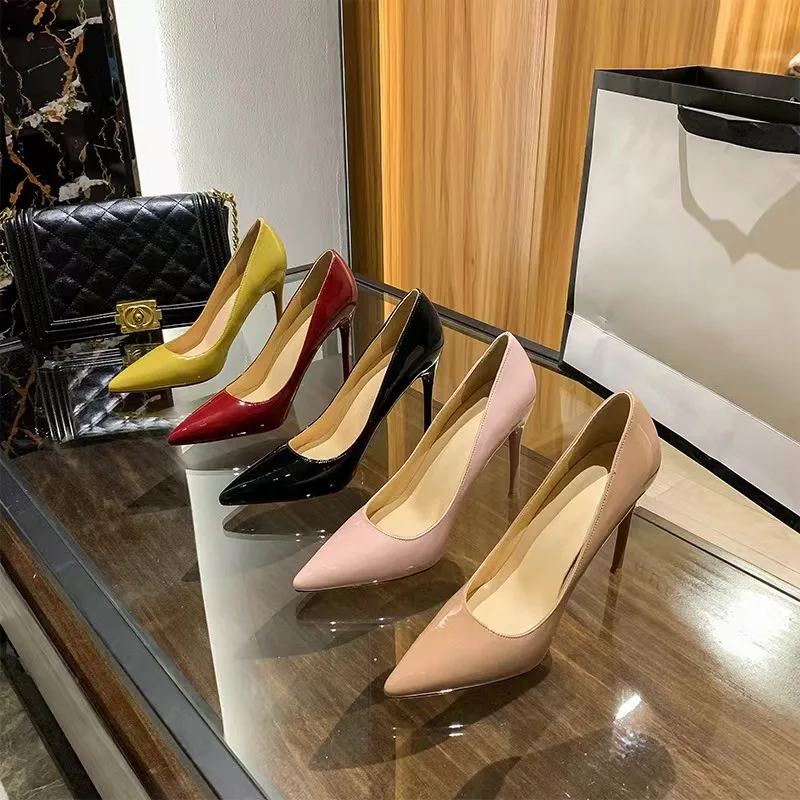 

In The Summer Of 2024, The New Fashion Shallow Leather Plus Size 31-43 Patent Leather Pointy Professional Stiletto Shoes Women.