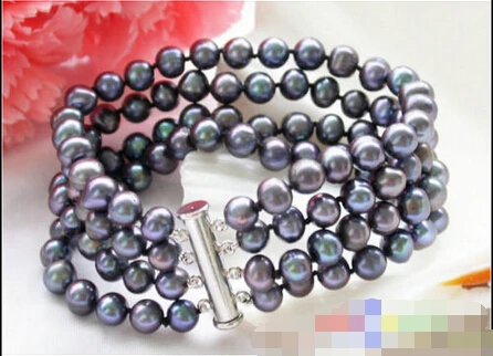 free shipping 4row 8" AAA 7-8mm black round freshwater cultured pearl bracelet Noble style Natural
free shipping 4row 8" AAA 7-8mm black round freshwater cultured pearl bracelet Noble style Natural