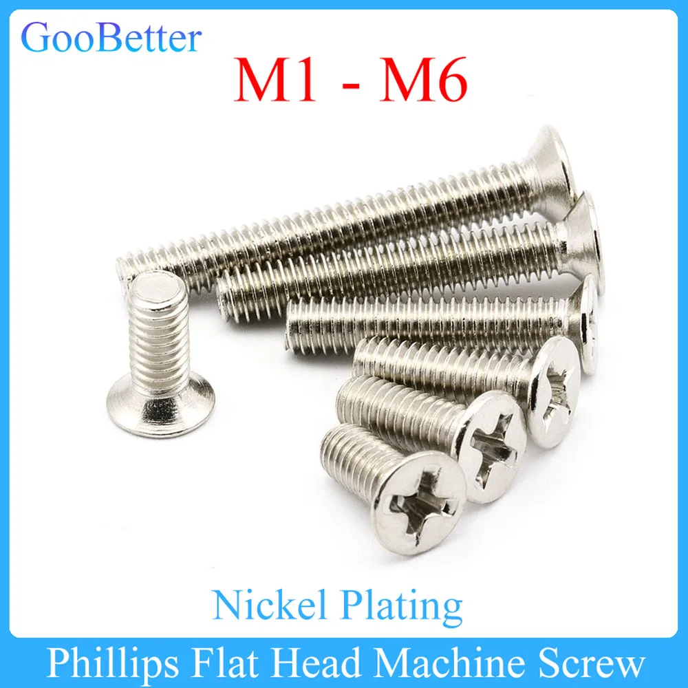 50-200Pcs Phillips Flat Countersunk Head Bolts M1 M1.2 M1.4 M1.6 M2 M2.5 M3 M4 M5 M6 Mini Nickel Plating Cross Machine Screw
50-200Pcs Phillips Flat Countersunk Head Bolts M1 M1.2 M1.4 M1.6 M2 M2.5 M3 M4 M5 M6 Mini Nickel Plating Cross Machine Screw