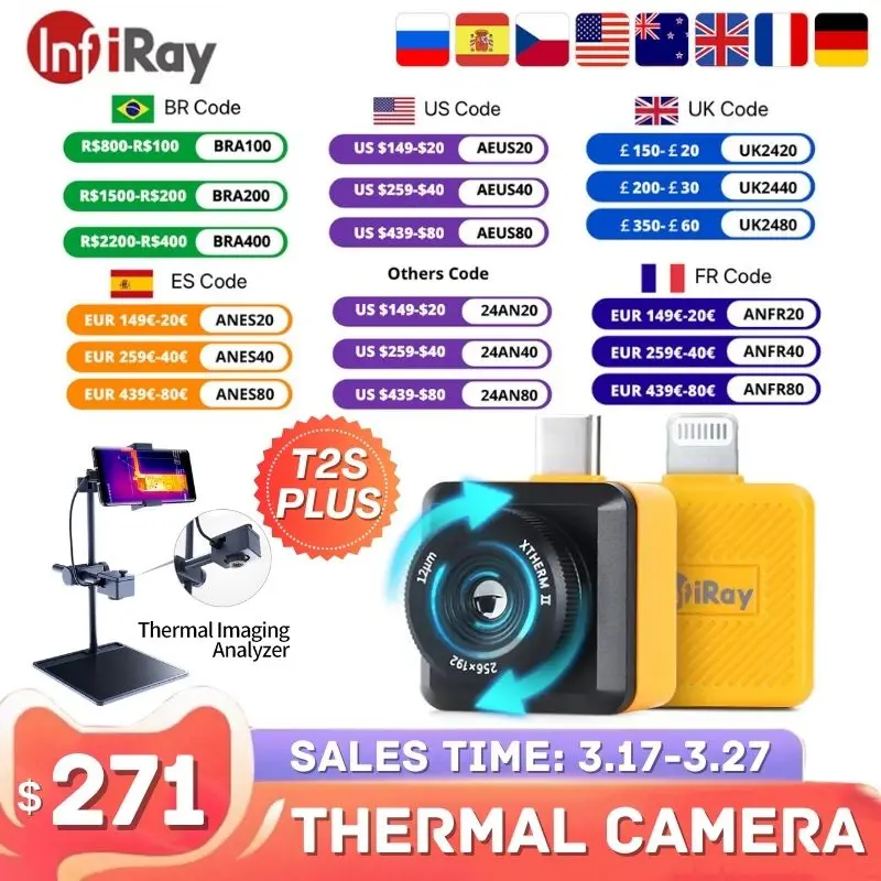 Тепловизионная камера InfiRay T2S Plus для телефона с подогревом пола, HVAC, электроэнергия, ремонт печатной платы, инфракрасный тепловизор
Тепловизионная камера InfiRay T2S Plus для телефона с подогревом пола, HVAC, электроэнергия, ремонт печатной платы, инфракрасный тепловизор