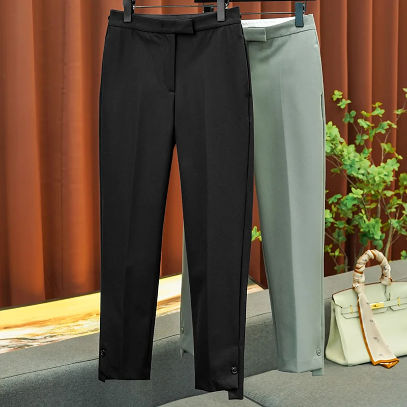 

Autumn New 2023 Temperament Commuter High-waisted Nine Cigarette Pipe Small Suit Pants Female Simple Solid Color Pants Formal