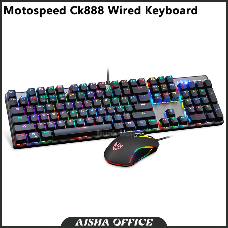 Motospeed Ck888 Wired Mechanical Keyboard Mouse Combo 104 Key Usb Rgb Backlit 2400dpi Support Nkro Office Gaming Accessory Gift
Motospeed Ck888 Wired Mechanical Keyboard Mouse Combo 104 Key Usb Rgb Backlit 2400dpi Support Nkro Office Gaming Accessory Gift