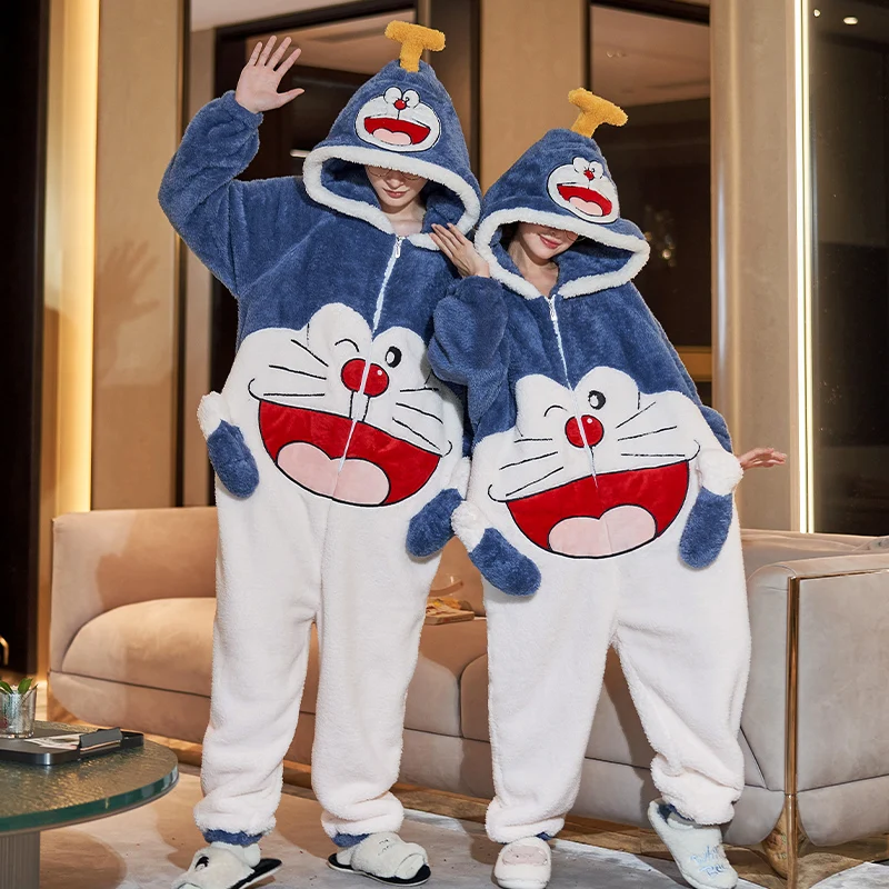 Cat Couples Pajamas Jumpsuits Sleepwear Women Men Winter Thicken Hoodies Pyjamas Coral Fleece Anime Loose Soft Warm 
Cat Couples Pajamas Jumpsuits Sleepwear Women Men Winter Thicken Hoodies Pyjamas Coral Fleece Anime Loose Soft Warm