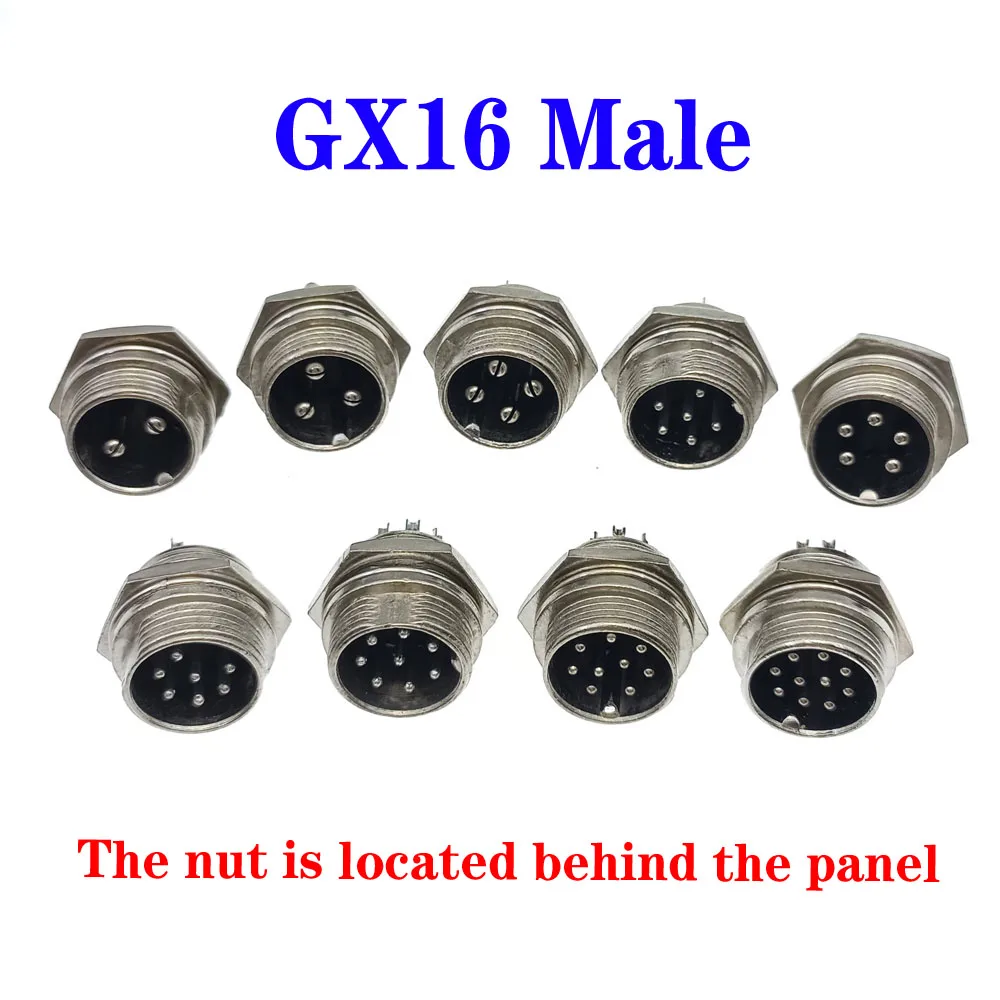 

5pcs/lot GX16 Aviation Cable Connector 5A 125V 2/3/4/5/6/7/8/9/10Pin Male Plug & Female Socket Connectors Optional Dust Cap