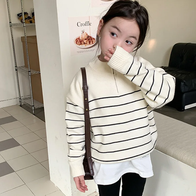 Children Striped Sweater 2023 New Autumn Winter Casual Zipper Girls Pullover Boys Tops
Children Striped Sweater 2023 New Autumn Winter Casual Zipper Girls Pullover Boys Tops
