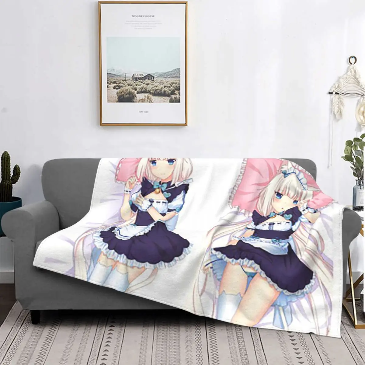 

Nekopara Anime Sexy Knitted Blankets chocola vanilla kashou Flannel Throw Blanket Bedroom Sofa Personalised Soft Warm Bedspreads