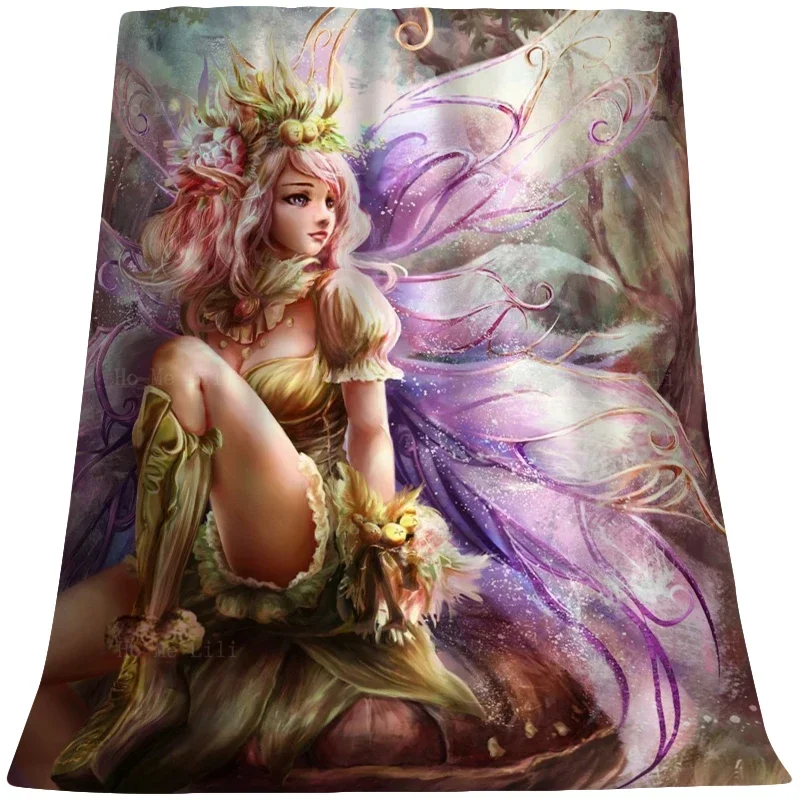

Фэнтезийное аниме Фея бабочки принцесса красивый эльф Рыба Волшебный лес романтизм фланелевое одеяло от Ho Me Lili подарок для девочки