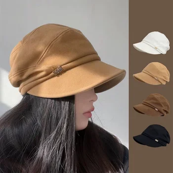 Women‘S Winter Vintage Berets Hats French Artist Warm Waffle Hat Female Solid Octagonal Caps Fashion Casual Autumn Newsboy Cap